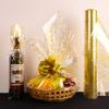 CMFYHM Clear Cellophane Wrap Roll(34" x 120Ft) 3Mil Gold Polka Dot Cellophane, Cellophane Gift Wrap Roll, Cellophane Wrap for Gifts, Baskets, Flowers, Party Decorations view 3