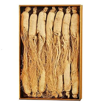 Pure Natural Organic Changbai Mountain White Ginseng Whole Ginseng Dried Ginseng Sun-Dried Ginseng,20-26Roots/500Gram,500 Gram/Box.