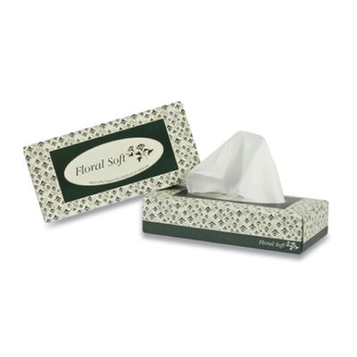 Floral Soft White Facial Tissue, 2-Ply, 100 Sheets/Box, 30 Boxes/Carton