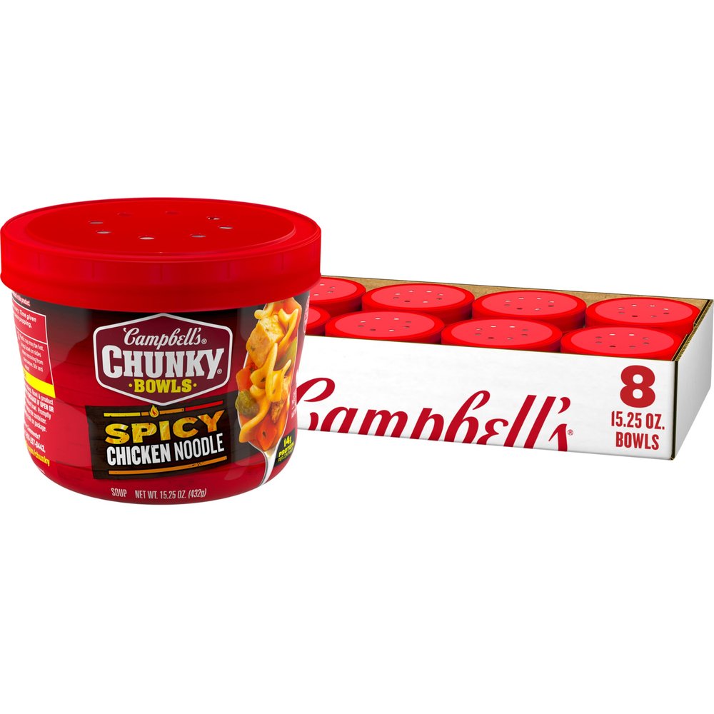 Campbell's Chunky Soup, Spicy Chicken Noodle Soup, 15.25 oz Microwavable Bowl (Case of 8)