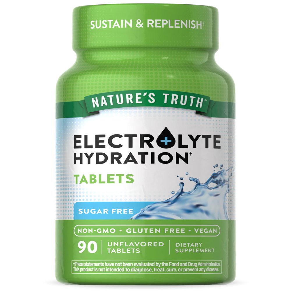 Nature's Truth Electrolyte Tablets | No Sugar | 90 Count | Vegan, Non-GMO & Gluten Free Hydration Supplement | with Minerals