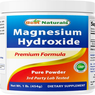 Best Naturals Magnesium Hydroxide Powder - 380mg of Elemental Magnesium per Serving - 454 Servings per Cotainer - 1 Pound