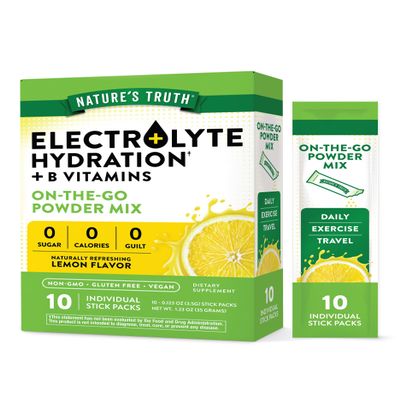 Nature's Truth Electrolyte Powder Packets | 10 Pack | Sugar Free | Vegan, Non-GMO & Gluten Free Drink Mix Supplement