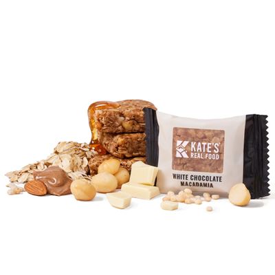 Kates Real Food Organic Granola Bars White Chocolate Macadamia (1.1 oz, Pack of 24) - Organic Energy Bars with Non GMO All Soy Free Free Oats