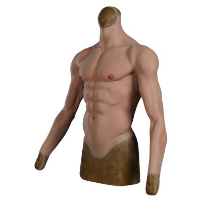 PROPFE Half Body Silicone Muscle Suit Realistic Male Chest Vest Abdominal Muscle Soft Simulation Skin with Arms for Halloween