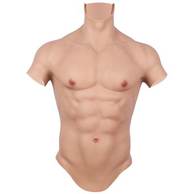 Half Body Silicone Muscle Suit Realistic Male Chest Vest Simulation Skin Abdominal Belly Muscle for Halloween Props