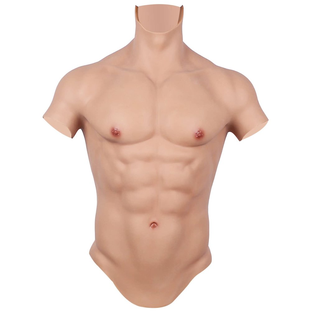 Half Body Silicone Muscle Suit Realistic Male Chest Vest Simulation Skin Abdominal Belly Muscle for Halloween Props