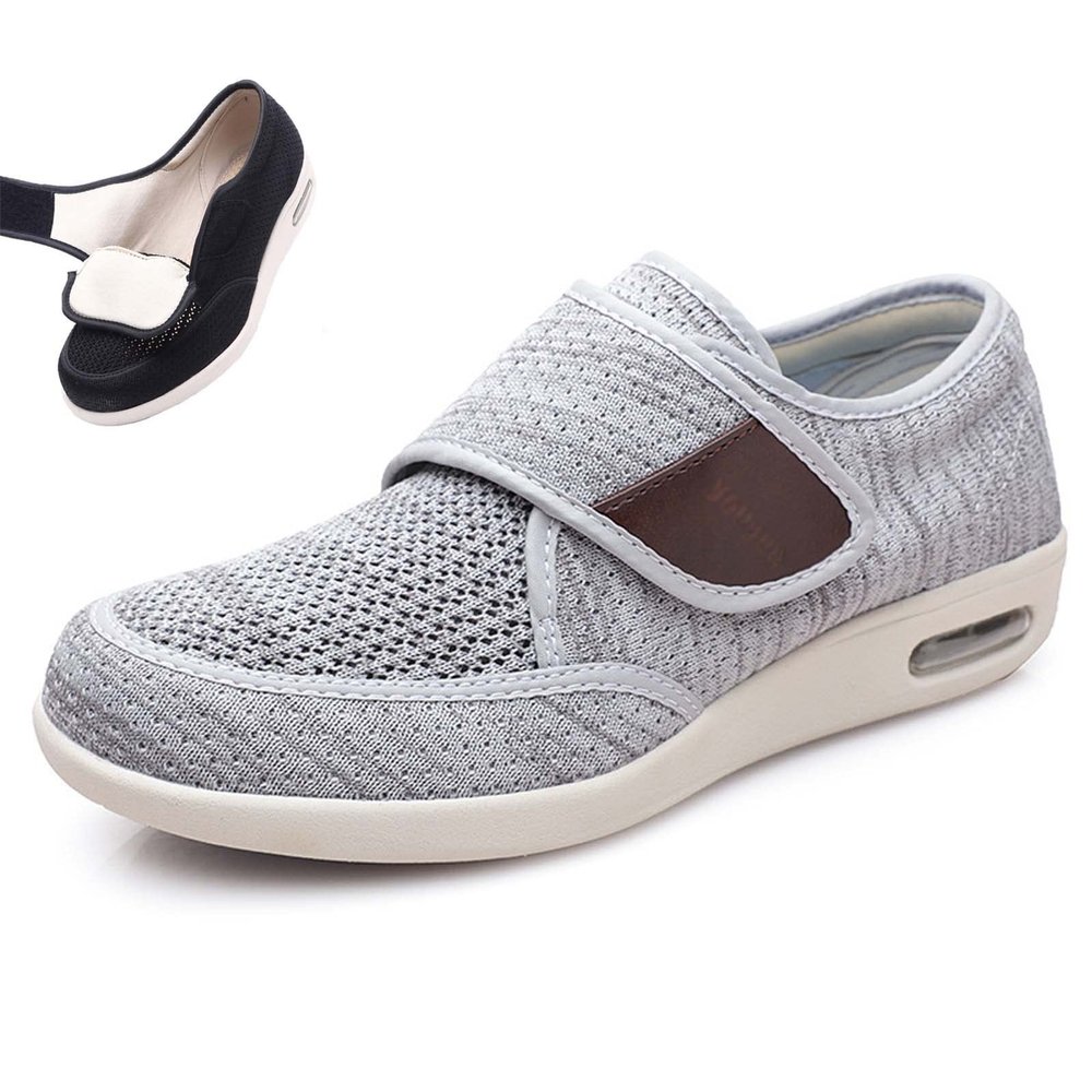 Men's Wide Width Shoes with Adjustable Closure Lightweight,Removable Memory Foam Insoles Lightweight for Diabetic Edema Plantar Fasciitis Men 7/Women 8