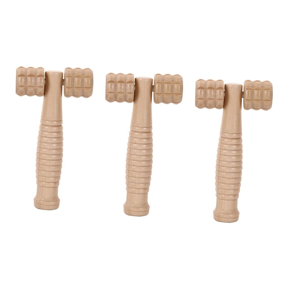 DOITOOL 3pcs Massage Roller for Face and Neck Wooden Design for Relaxation and Muscle Relief Portable Two- Massage Tool Home Travel Use