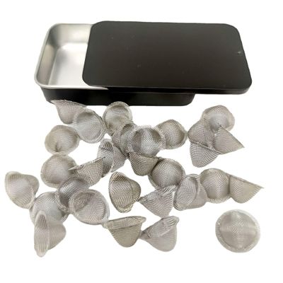 30 Pcs Pipe Screens 0.5inch-0.63inch (1/2-5/8) Stainless Steel Conical Design Bowl Screen Filters with Metal Box. AdjustableSize