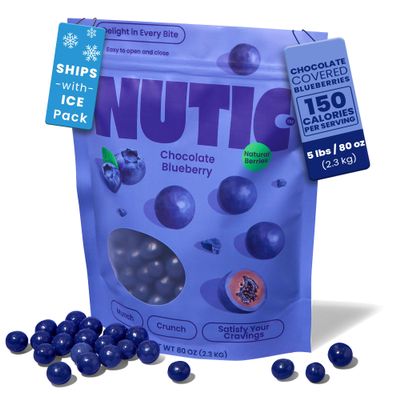 Nutic Milk Chocolate Covered Blueberries - 5Lb, Premium Chocolate Candy, Delight, Perfect for Holiday Gifts & Food Baskets, Made in USA - (Pack of 1)