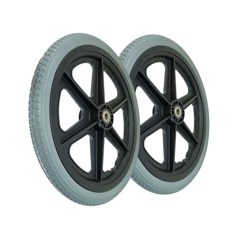 161.75, 16 Inch Replacement Rear Wheels, Manual Wheelchair Accessories, Non-Pneumatic Solid Tires, 1 Pair