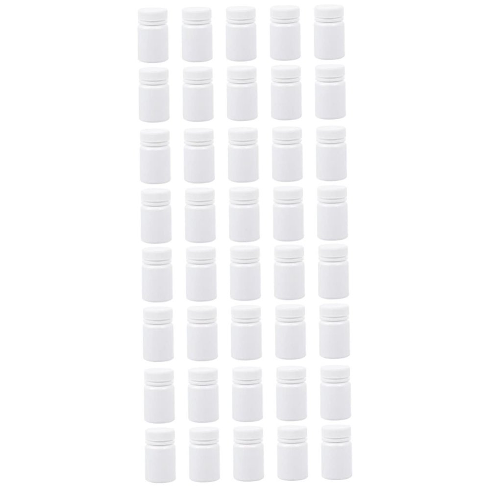 60 pcs Medicine Bottle Storage Holder Pill Capsules Empty Round Container with lid Refillable Bottle. Empty Bottles White polyethylene