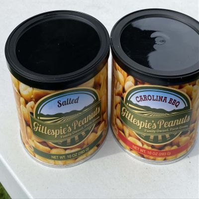 1 Carolina BBQ, 1 Salted variety pack Gillespie's Peanuts grown on our family farm! (1 Carolina BBQ, 1 Salted)