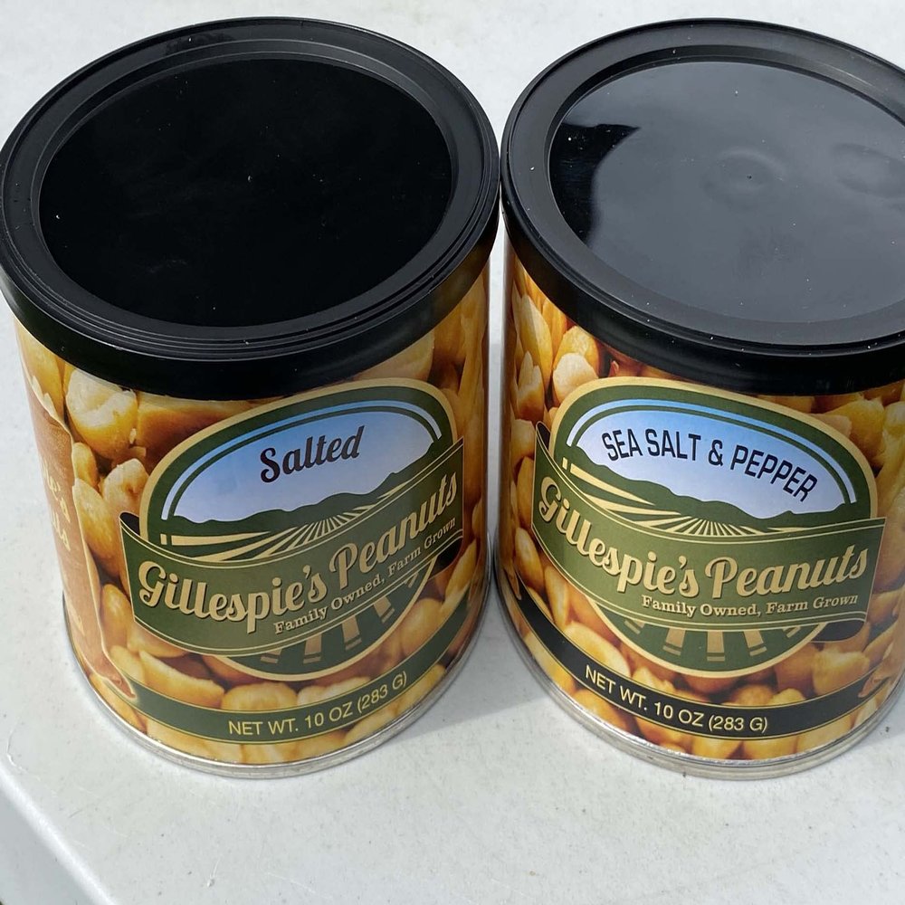 1 Salt n Pepper, 1 Salted variety pack Gillespie's Peanuts grown on our family farm! (1 Salt n Pepper, 1 Salted)