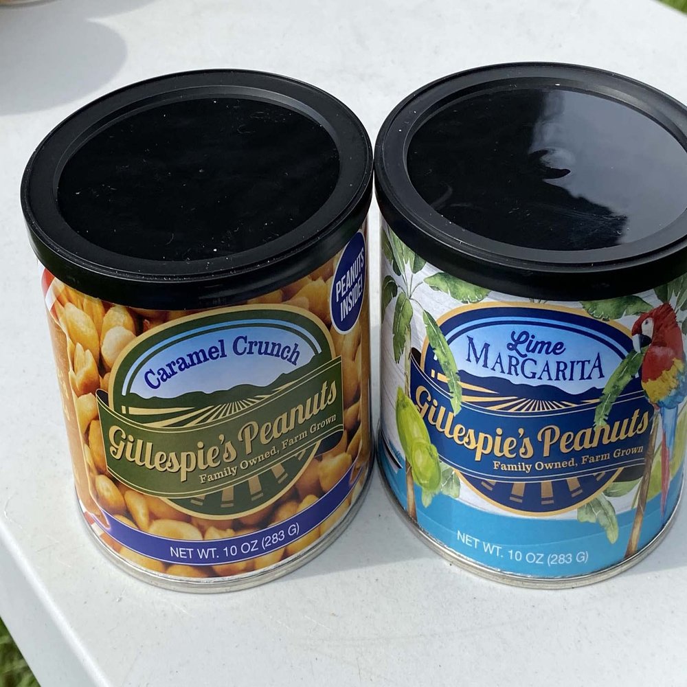 1 Caramel Crunch, 1 Lime Margarita variety pack Gillespie's Peanuts grown on our family farm! (1 Caramel Crunch, 1 Lime Margarita)