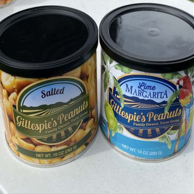 1 Lime Margarita, 1 Salted variety pack Gillespie's Peanuts grown on our family farm! (1 Lime Margarita, 1 Salted)