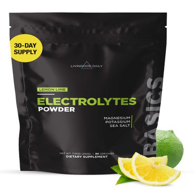 Livingood Daily Electrolytes Powder, Electrolytes Hydration Drink Mix With Vitamin C, Magnesium, Taurine & Sea Salt, Electrolyte Supplement For Energy & Hydration, Keto, Lemon Lime Flavor, 30 Servings