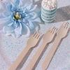 200 pcs 6-Inch Disposable Natural Brown Birch Wooden Forks - Wedding Party Event Catering Biodegradable Tableware view 3
