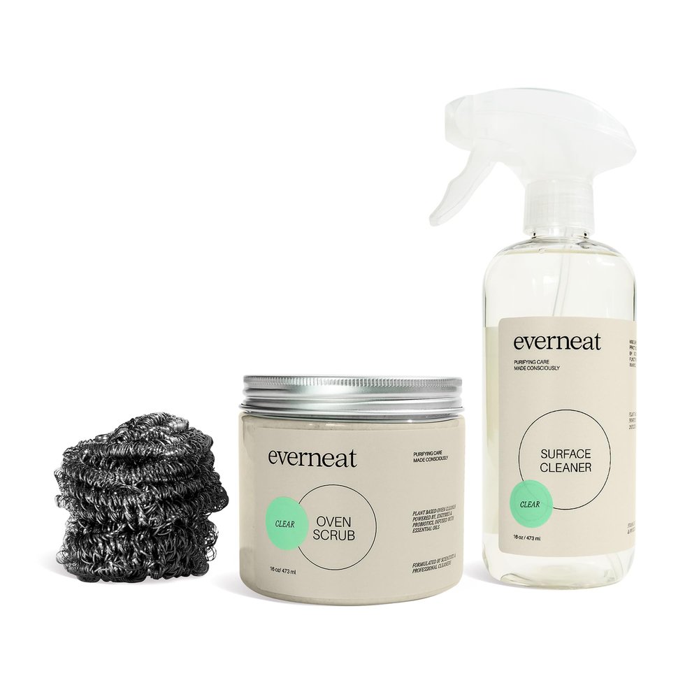 Oven Cleaning Kit: Natural Oven Cleaner and Kitchen Cleaner | Heavy Duty Oven Cleaner & Oven Rack Cleaner Kit | Fume-free & Safe to Clean All Ovens (Unscented) | Refillable Plastic Jar & Bottle