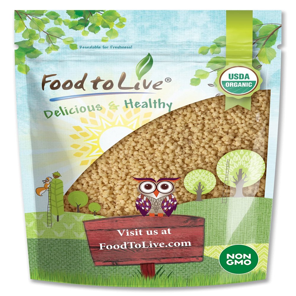Food to Live Organic Whole Wheat Couscous, 5 Pounds  Non-GMO, Kosher, Raw, Vegan, Bulk