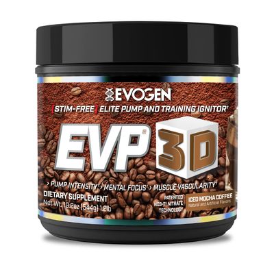 Evogen EVP 3D - Stim Free Pre Workout Powder for Men & Women | Sugar Free Non Stim Preworkout with Beta Alanine and Creatine for Energy & Pump | Iced Mocha Coffee | 40 Servings