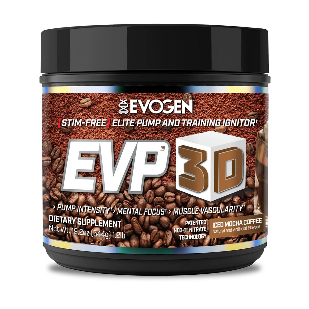 Evogen EVP 3D - Stim Free Pre Workout Powder for Men & Women | Sugar Free Non Stim Preworkout with Beta Alanine and Creatine for Energy & Pump | Iced Mocha Coffee | 40 Servings