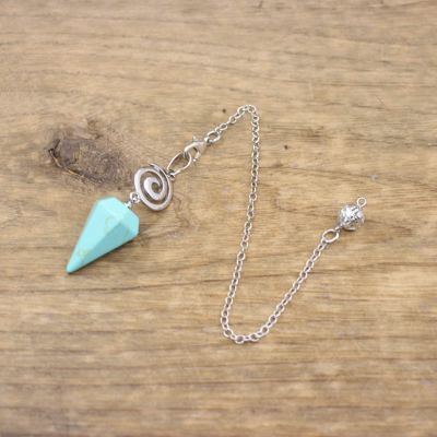Natural Stone Faceted Cone Spiral Pendulum Pointed,Green Turquoise