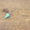 Natural Stone Faceted Cone Spiral Pendulum Pointed,Green Turquoise view 1