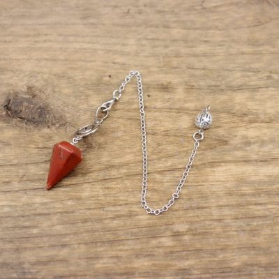 Natural Stone Faceted Cone Spiral Pendulum Pointed,Red Jasper