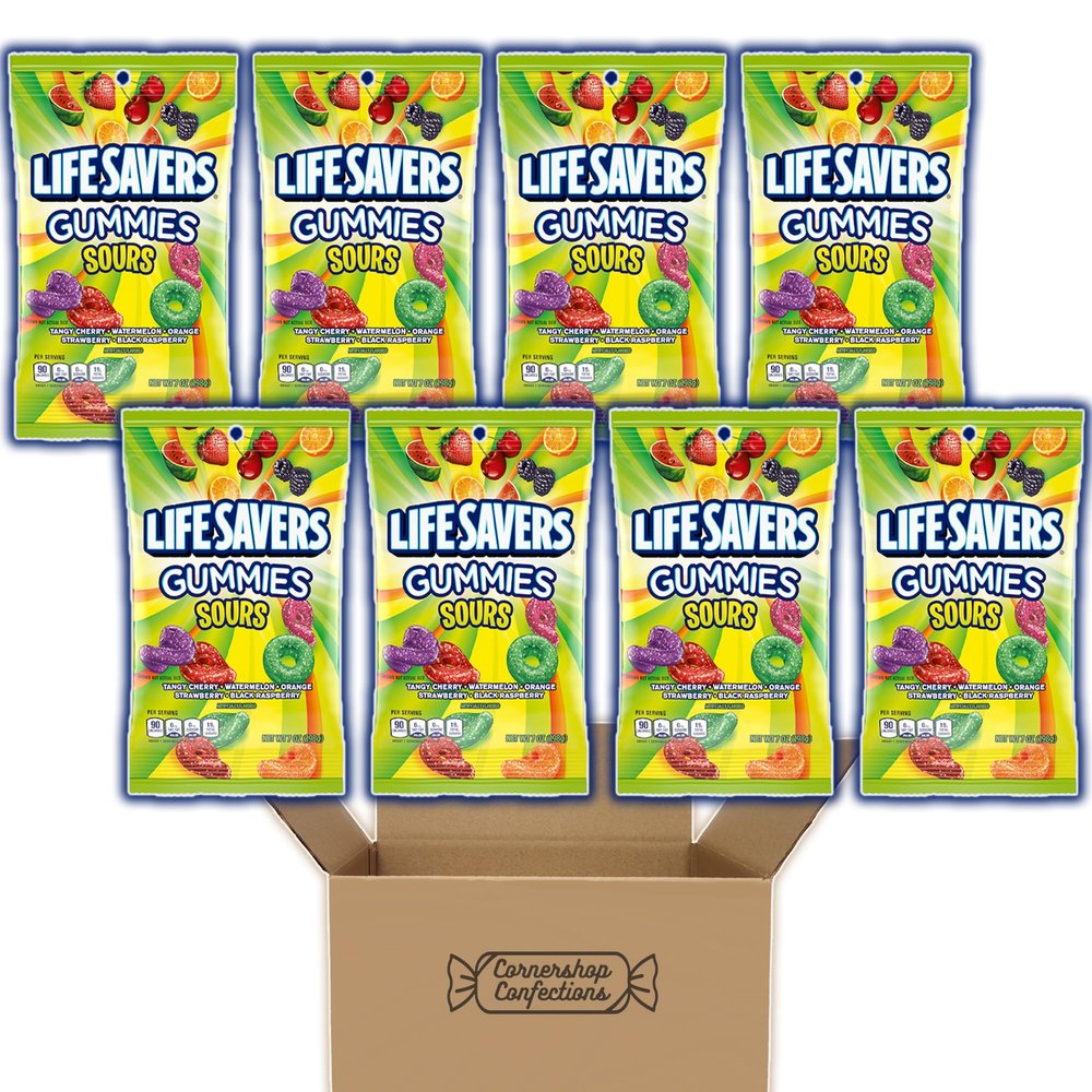Cornershop Confections Lifesavers Sour-Sprinkled Gummies 8 Pack, 5 Flavors, 56 Ounces Total, Individually Sealed