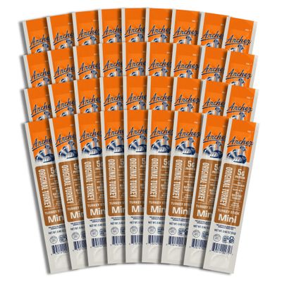 Archer Jerky Mini Turkey Jerky Sticks - All Natural Turkey Sticks, Protein Snack for People, Meat Snack, Gluten Free, Keto, Original Flavor - 0.5 oz (Pack of 36)