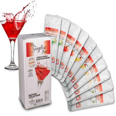 Singlez Bar Premium Martini Mix Collection (10 Pack) - Delicious Martini Cocktail Mixers - Gluten Free, Non GMO & Low Calorie - Fall Gifts for Women, Bachelorette Party Favors For Adults