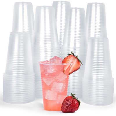 Supreme Select Plastic Drinking Cups - Clear Disposable 7 oz [Bulk 200-Pack] Plastic Cups for Party, Food & Beverage - Food-Grade Cup with External Rings for Non- Slip Grip - For Cold Drinks & Snacks