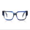 eyebobs Flimflam Premium Reading Glasses for Women and Men | Rectangle Average-Size Reading Glasses | Blue and Black Stripe Front and Temples | 2.00 view 1