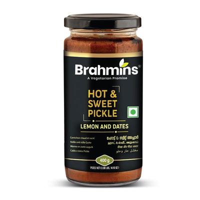 Hot & Sweet Lemon Dates Pickle Kerala Achar 400gms Brahmins Spicerange.com
