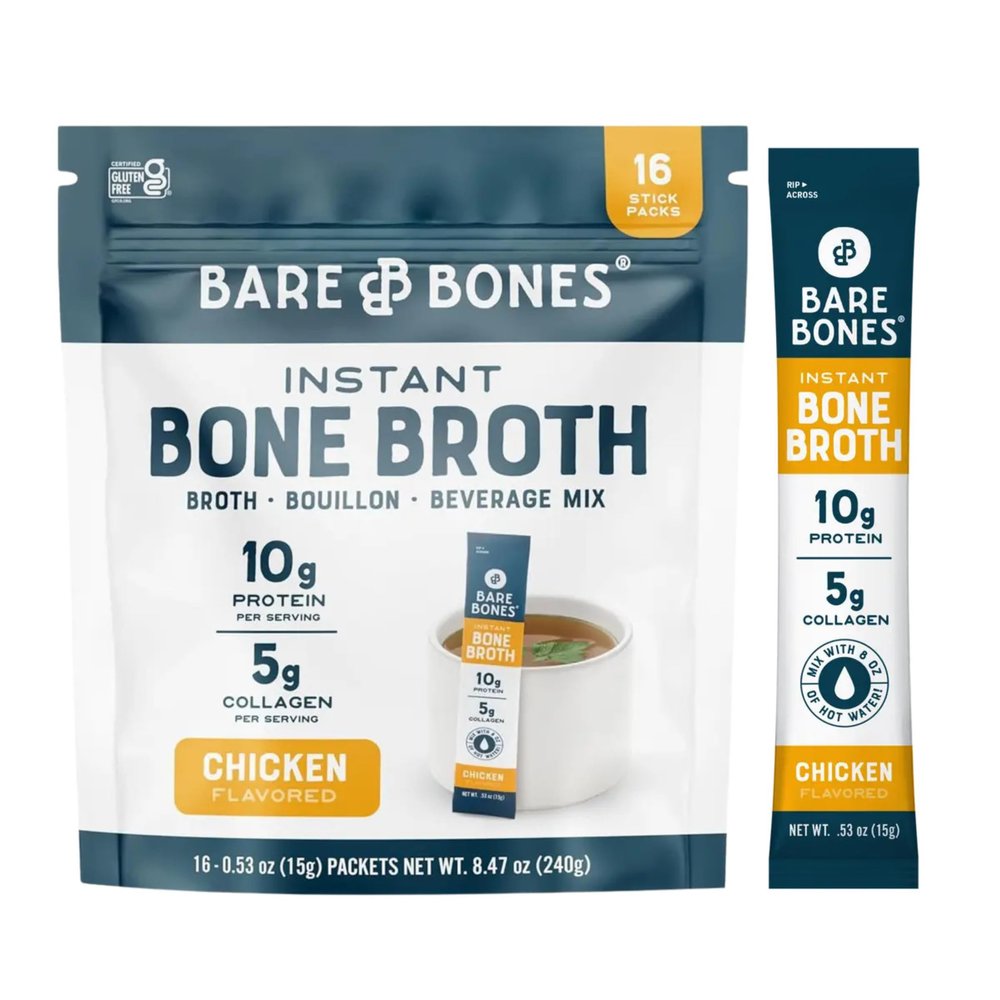 [DISCONTINUED] Chicken Bone Broth Instant Powdered Mix Packets | 5g Collagen | 10g Protein | Keto & Paleo Friendly | No Artificial Flavors | Non-GMO, Gluten-Free, Dairy-Free on-the-go 16 Pack
