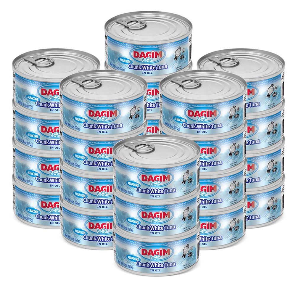 Dagim Chunk White Albacore Tuna in Oil Kosher Certified, Canned Tuna Fish, 6 oz. Pack of 24
