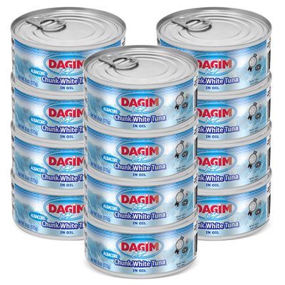 Dagim Chunk White Albacore Tuna in Oil Kosher Certified, Canned Tuna Fish, 6 oz. Pack of 12