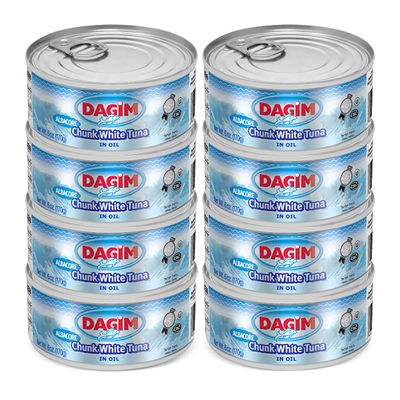 Dagim Chunk White Albacore Tuna in Oil Kosher Certified, Canned Tuna Fish, 6 oz. Pack of 8