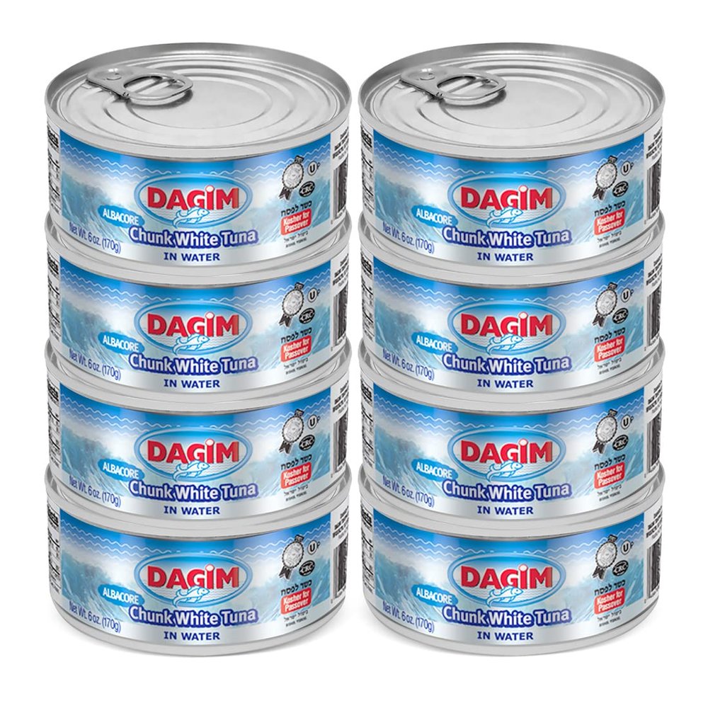 Dagim Chunk White Albacore Tuna in Water Canned Tuna Fish - 6 oz. Kosher for Passover, Pack of 8