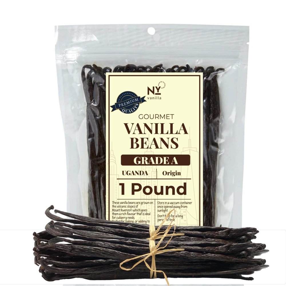1 LB Whole Vanilla Beans Grade A +, Bulk Vanilla Beans For Making Extract | Non-GMO | Perfect For Baking, Icecream, Paste Cooking & Desserts | 6-8 Inches. NYVanilla.