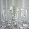 150 pcs 8-Inch Silver and White Striped Paper Straws - Disposable Wedding Party Birthday Event Picnic Supplies view 2
