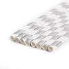 150 pcs 8-Inch Silver and White Striped Paper Straws - Disposable Wedding Party Birthday Event Picnic Supplies view 3