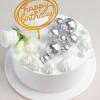 12 Silver Cake Topper Picks Faux Pearl Balls Cupcake Decorations Wedding Birthday Party Events Reception Accessories view 2