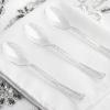 100 pcs Clear Silver Glittered Plastic Spoons - Disposable Wedding Party Event Catering Tableware view 1