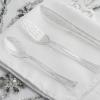 100 pcs Clear Silver Glittered Plastic Spoons - Disposable Wedding Party Event Catering Tableware view 3