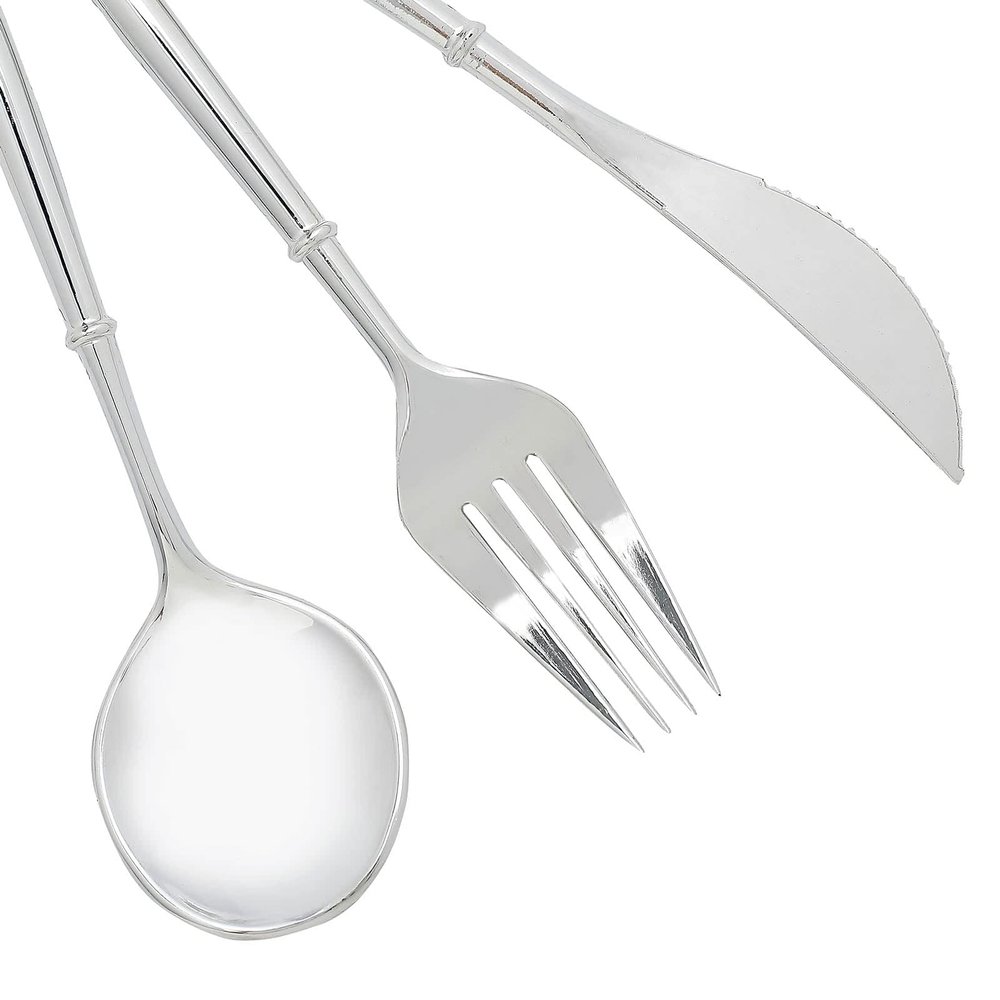 24 Silver Disposable Plastic Cutlery Spoon Fork and Knife Set for Weddings Parties Birthdays Receptions Events Dinnerware Tableware Decorations