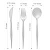 24 Silver Disposable Plastic Cutlery Spoon Fork and Knife Set for Weddings Parties Birthdays Receptions Events Dinnerware Tableware Decorations view 2