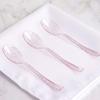 100 pcs Clear Blush Glittered Plastic Spoons - Disposable Wedding Party Event Catering Tableware view 1